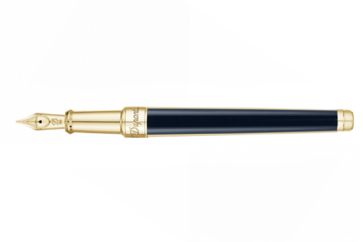 S.T. Dupont D Line Plume Windsor Blue Gold Trim Vulpen